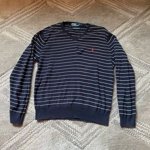 Polo Ralph Lauren blue striped cotton sweater medium